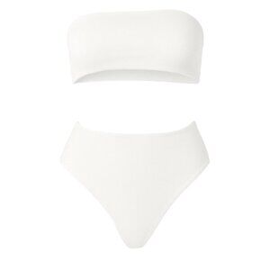Women’s Bandeau Bra Top & High-Waist Panty Set - White